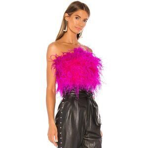 💥CHIC SEXY GLAM💥REVOLVE BARDOT LUXURIOUS OSTRICH FEATHER BANDEAU IN PINK SHOCK
